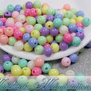 100 Opaque Acrylic Pastel Gumball Beads 8mm