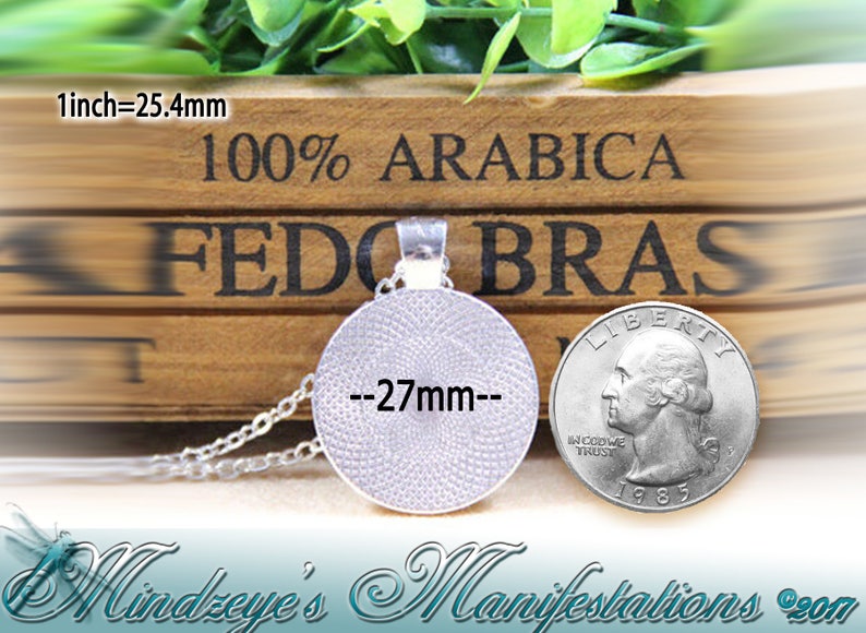Domed Glass Pendant Necklace~ Moon Faerie Design 27mm