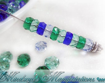 Czech Faceted Cobolt& Emerald Mix(9059) 5x3mm