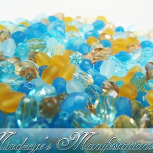 Czech Faceted Oval Sand & Sea Mix 4x6mm