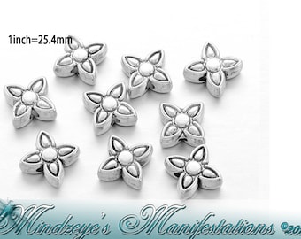 Antique Silver Finish 4 Petal Flower Spacer Beads 8.8mm