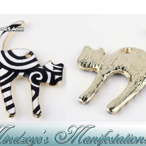 Printed Enamel Cat Charms 31x18mm