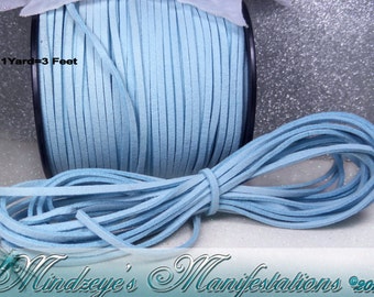 5 Yards Faux Suede Light Blue Cording 2mm