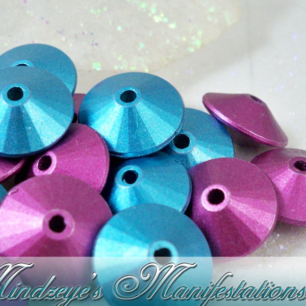 Teal & Purple Acrylic Saucer Beads 14mm