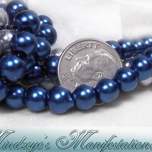 Blue & Silver Glass Pearl Bead Duo 5-6mm image 2