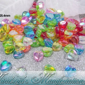 AB Acrylic Heart Beads 8x8mm