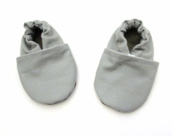 Grey Brushed Denim Baby Shoes