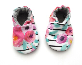 Floral Stripe Eco-Canvas Baby Shoes