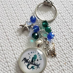 Keychain,  Mermaid Keychain,  Under the Sea Theme Keychain, Stocking Stuffers