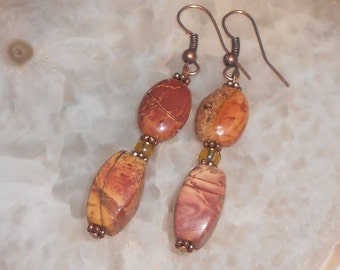 Handcrafted Picasso Jasper Pierced Earrings