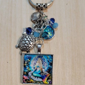 Mermaid themed Keychain, Purse Charm, Handcrafted Beaded Mermaid Keychain,  Under the Sea Keychain