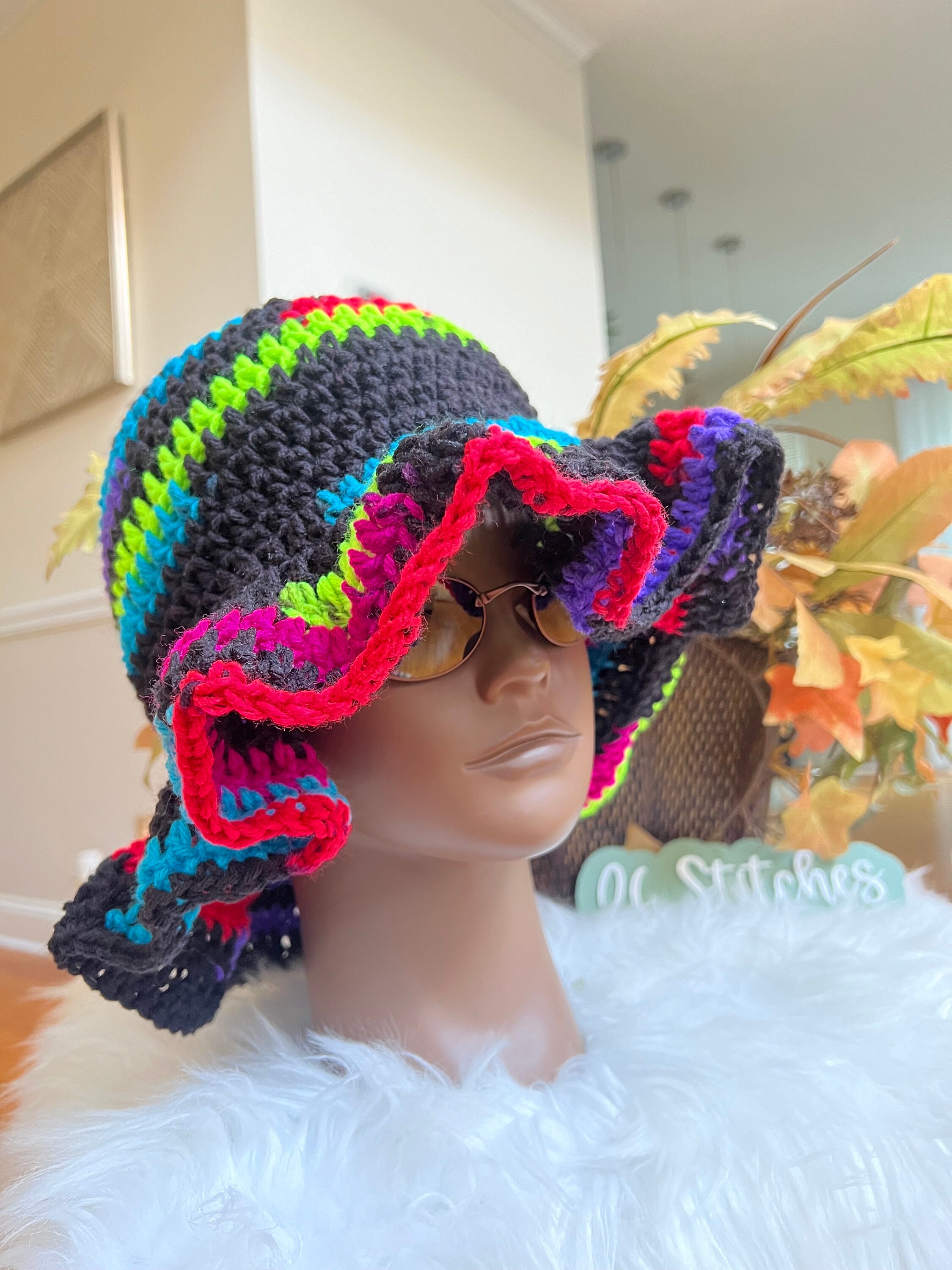 Handmade Crochet Bucket Hat with Ruffled Brim Boho Chic Slouchy Design crochet bucket hat with ruffles tutorial - TikTok Shop main image 2