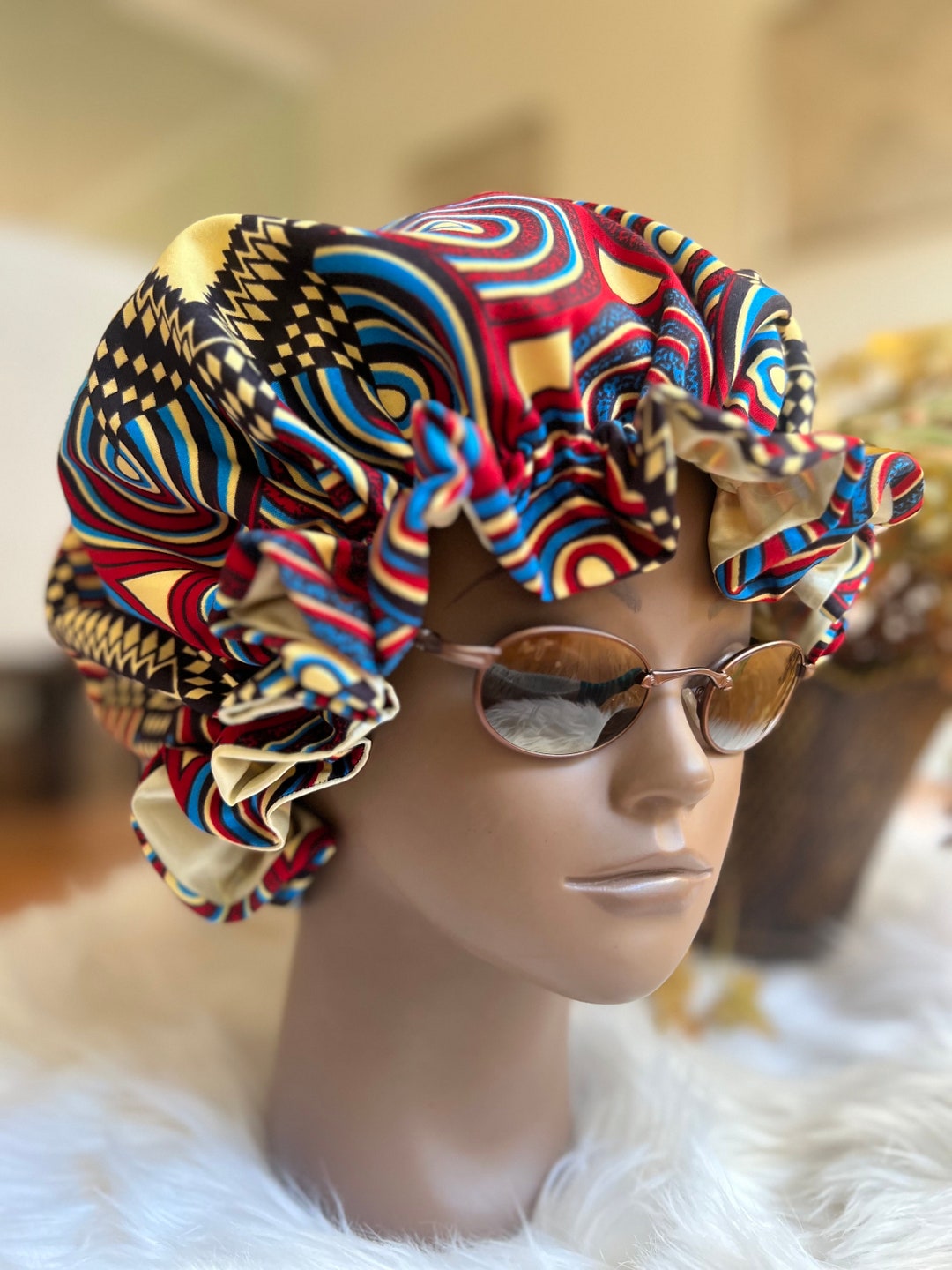 Satin Lined Made With Ankara Fabric reversible Satin Hair