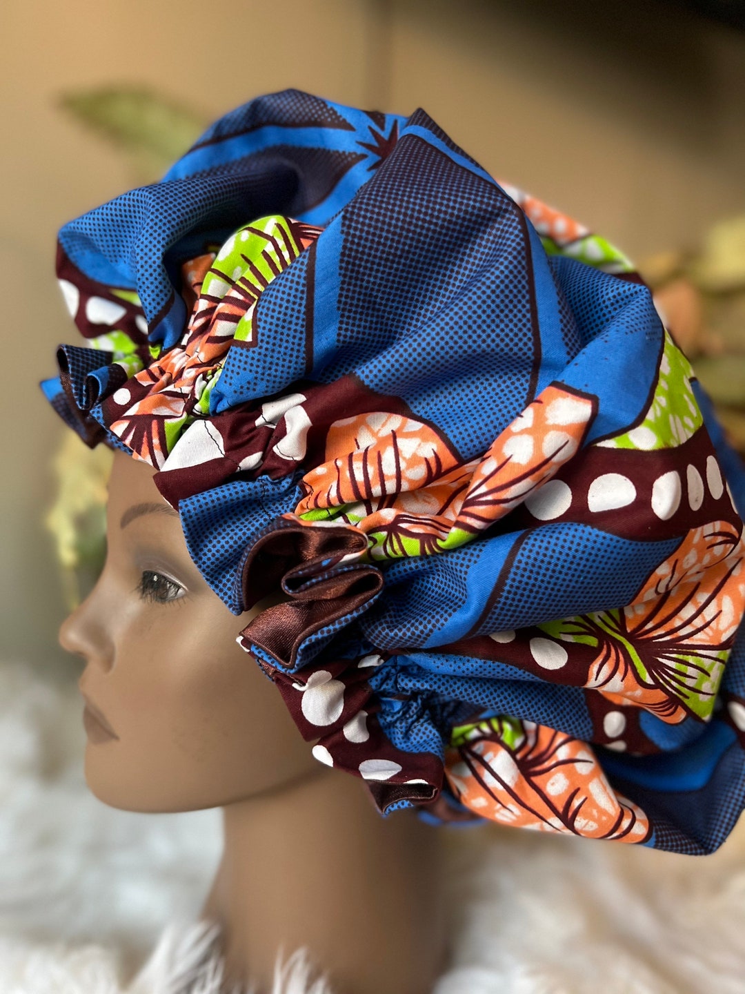 Adjustable Satin Lined Bonnet Made With Ankara Fabric |reversible Satin ...