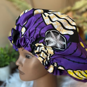 Designer bonnets  Silk hair bonnets, African hair wrap, Small business  clothing