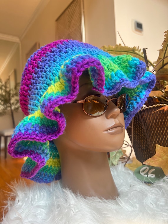 Handmade Crochet Ruffle Bucket Hat: Trendy Boho Accessory - Etsy display picture 1