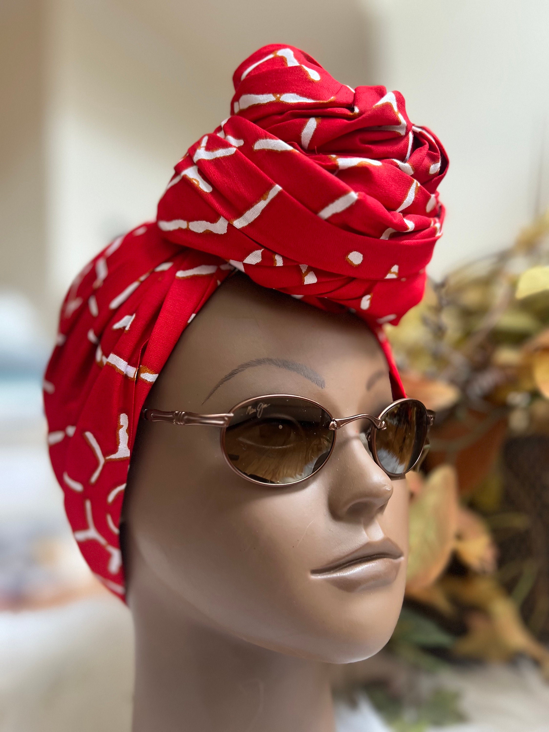 Red and White Head-wrap, Hair Accessories, Headscarf, 100  display picture 2