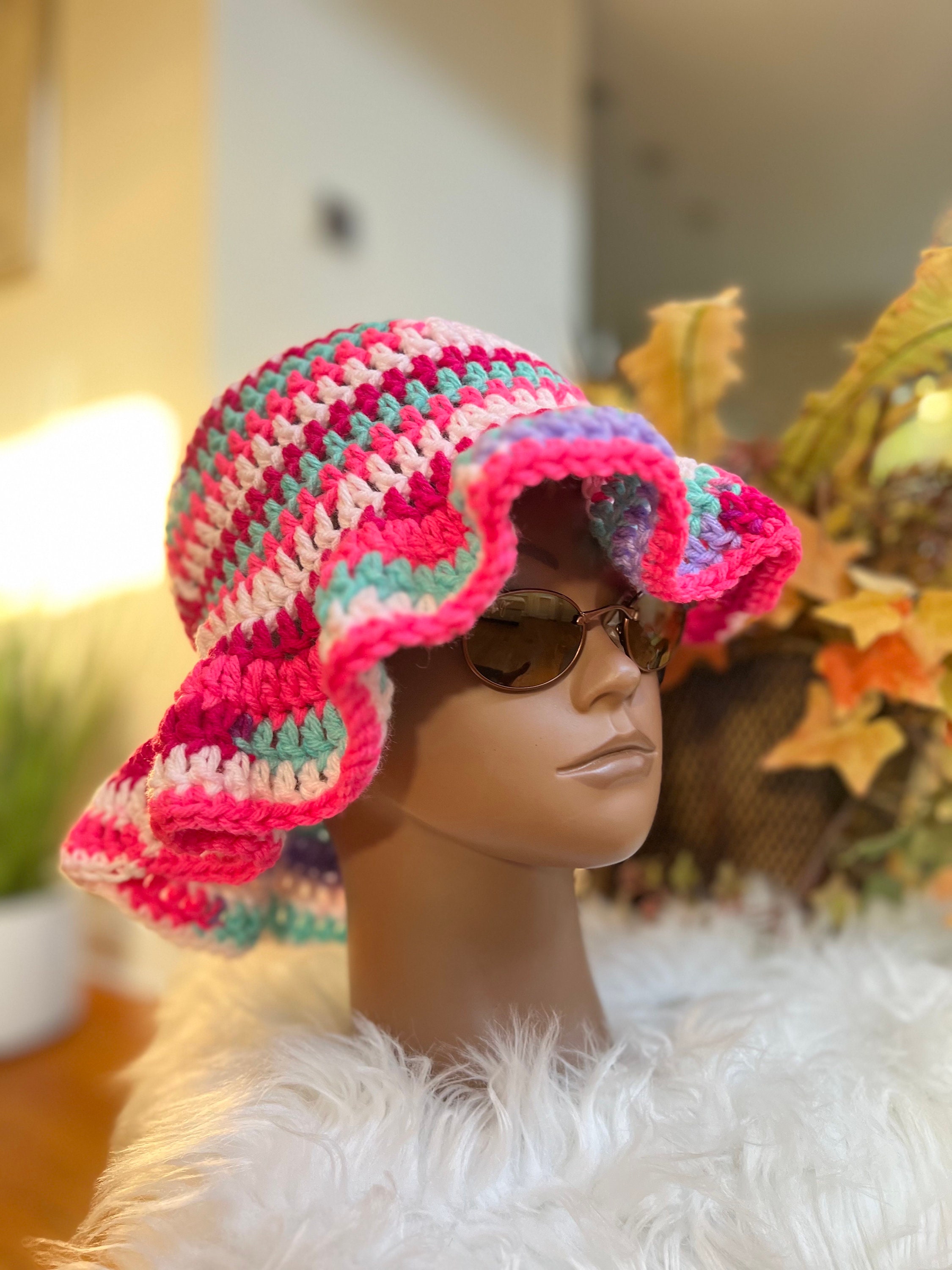 Handmade Crochet Ruffle Bucket Hat: Boho Chic Accessory - Etsy