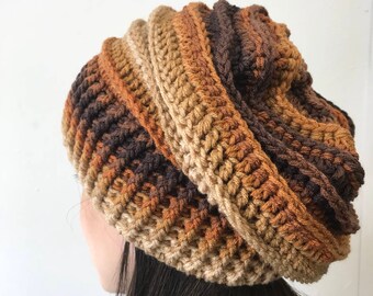 Brown Shades Slouchy Beanie: Rasta Dreadlock Style