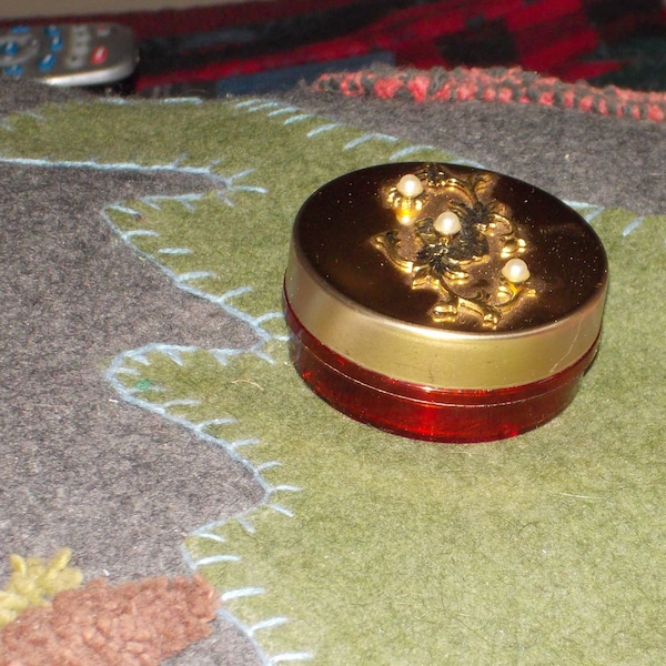 vintage jeweled pill box collapsible drink cup compact