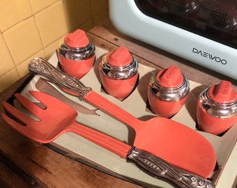 Vintage Steri-lite Royal Hostess pink salmon Salad Serving Set