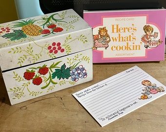 vintage recipe box with nos recipe cards set of 60