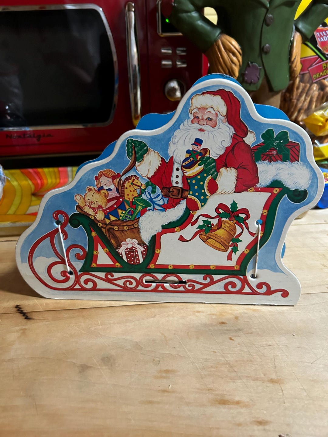 Vintage Santa Sleigh Card Holder Etsy