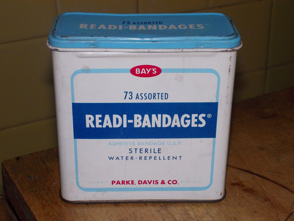 Vintage metal band aid box bay's parke davis Etsy