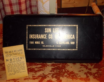 vintage metal lock box