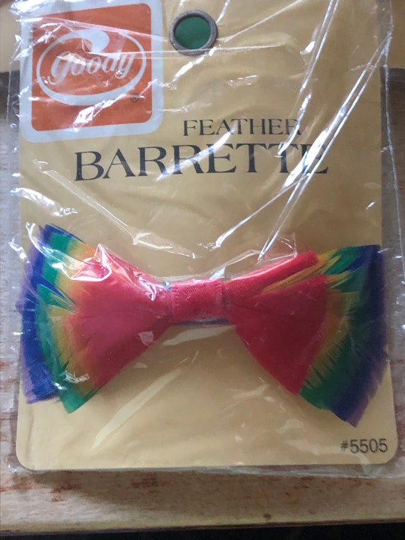 vintage goody rainbow feather barrette - image 1