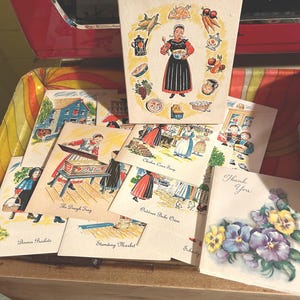 vintage pennsylvania dutch recipe note cards with thank you cards