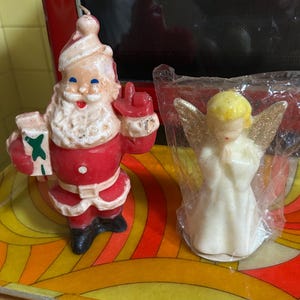 vintage gurley santa and angel candle