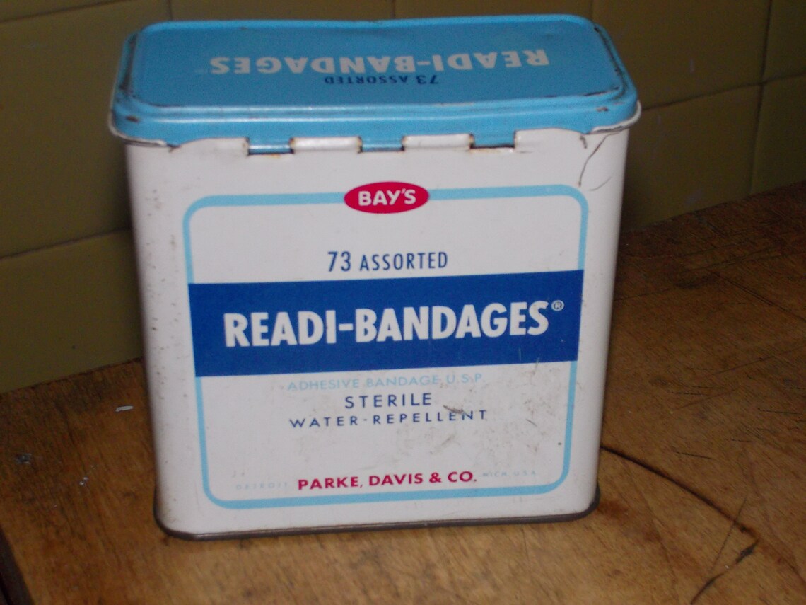 Vintage metal band aid box bay's parke davis Etsy