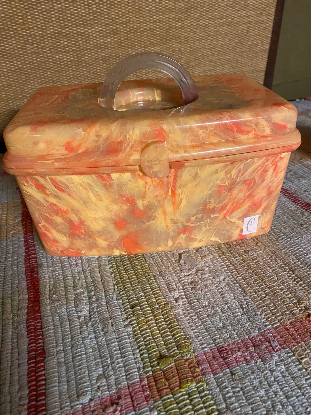 Vintage Caboodle Orange Marbleized Makeup Box With Mirror Etsy