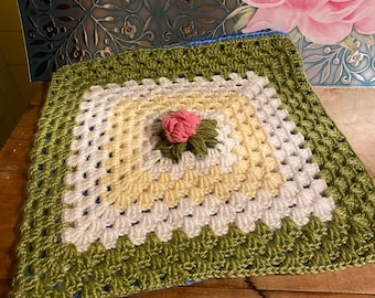 vintage crocheted pillow cover