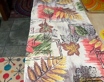 vintage barkcloth leaves valance 17 foot x 13 inches very large size