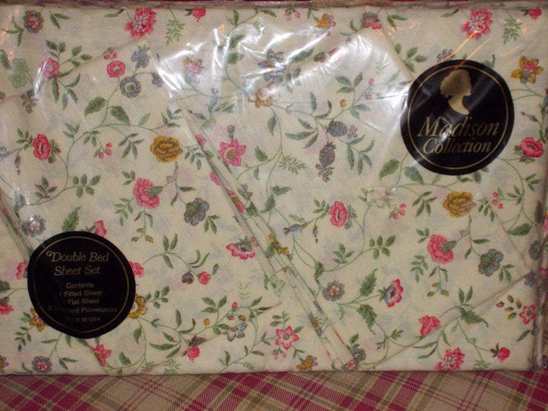 vintage green floral full sheet set