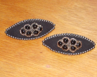 vintage black beaded shoe clips