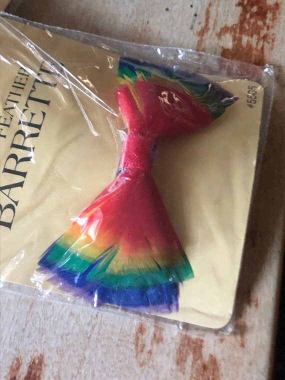 vintage goody rainbow feather barrette - image 3