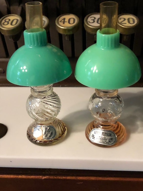 vintage lander spice and apple blossom oil lamp perfume bottles