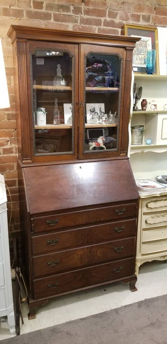 Custom Order Vintage Upcycled Secretary Painted Dresser Desk Hutch Writing Furniture Drop Down Storage Office Den