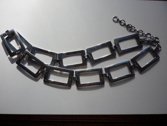 Vintage Mod Chunky Silver Tone Large Rectangular Link Chain  display picture 3