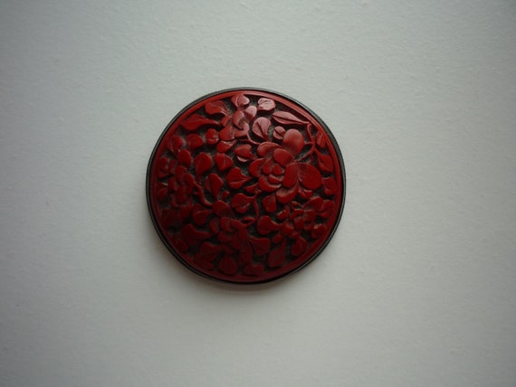 Vintage Chinese Handcrafted Carved Cinnabar Peony… - image 6