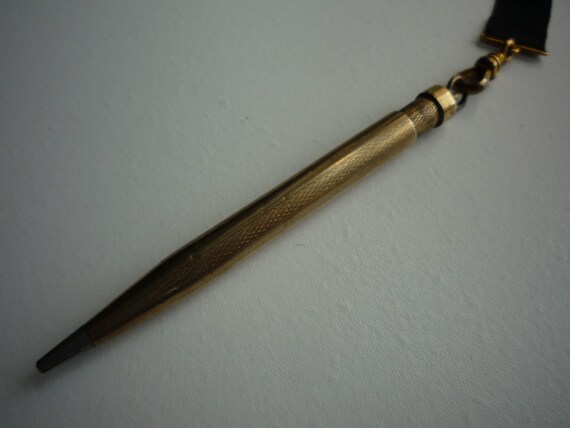 Antique Victorian Mourning 14K GF Black Satin Pen… - image 6
