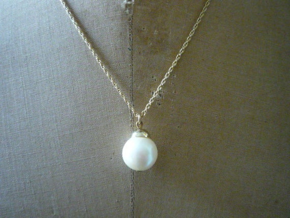 Vintage Old Stock Gold Tone White Pearl Pendant N… - image 5