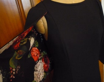Beautiful Adrianna Papell Black Structured Cape Sleeve Sheath Dress Size 6 NWT