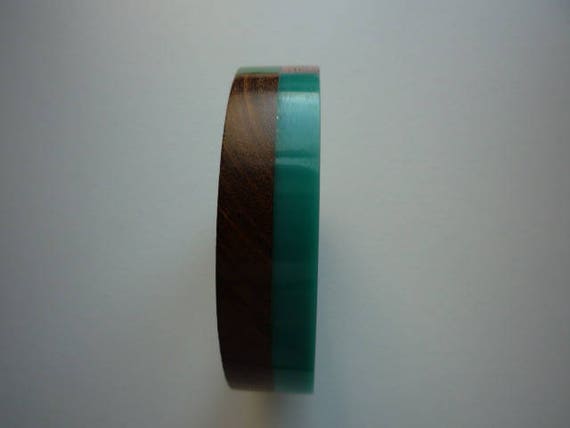 Vintage 3 Tone Lucite Turquoise Green Wood Grain … - image 2