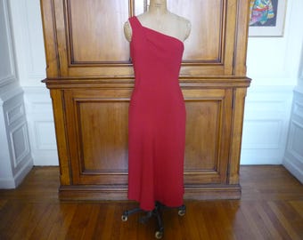 calvin klein one shoulder red dress CALVIN KLEIN Size 6 One Shoulder Ruched Red Dress