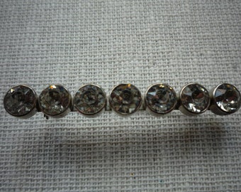 Beautiful Vintage Clear Rhinestone Rhodium Plate Bar Pin Brooch