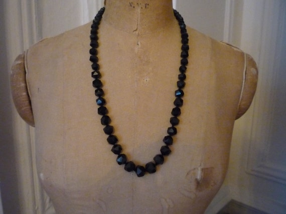 Antique Victorian Hand Faceted Black Whitby Jet G… - image 3